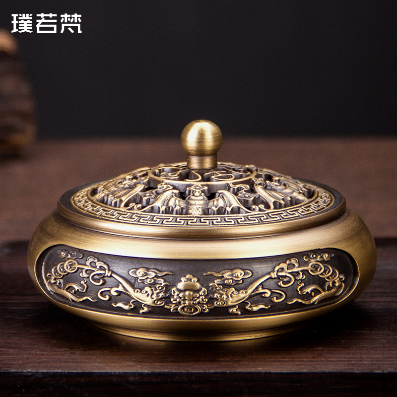 Pu Ruofan household indoor pure copper sandalwood ring incense burner Aromatherapy Antique Zen incense incense burner creative ornaments