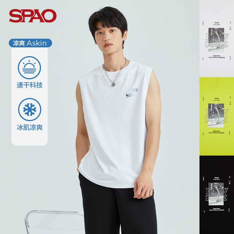 SPAO men's vest 2021 autumn new item ASKIN cool letter printing loose casual SPRNB25H29