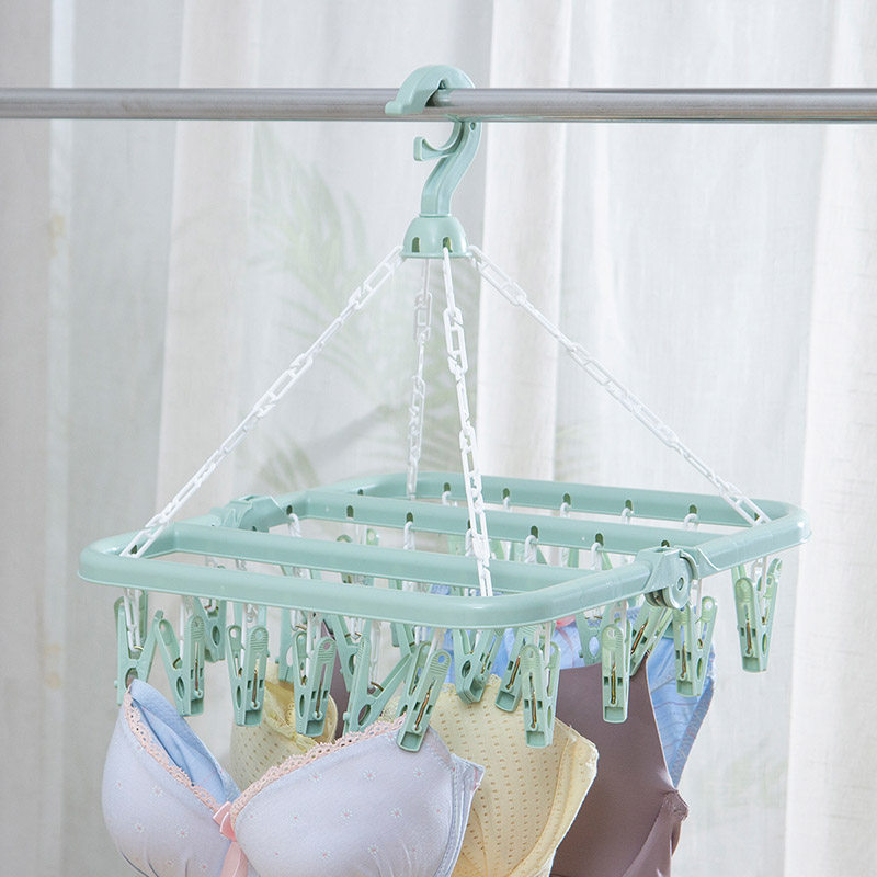 Clothes hanger multi-clip baby drying socks cool underwear hook hanging baby inner clothes balcony folding clothes rack