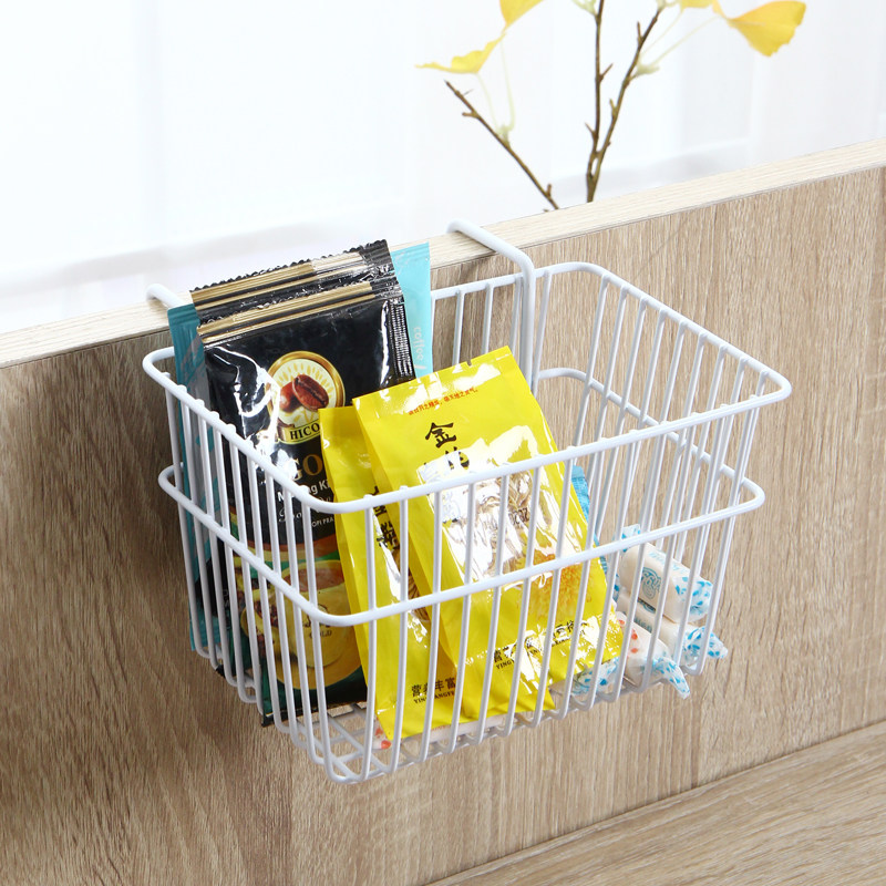Iron Art Containing Basket Dorm Bed Side Hanging Basket Rectangular Multifunctional Office Objects Basket Kitchen Make-up Room Storage Basket