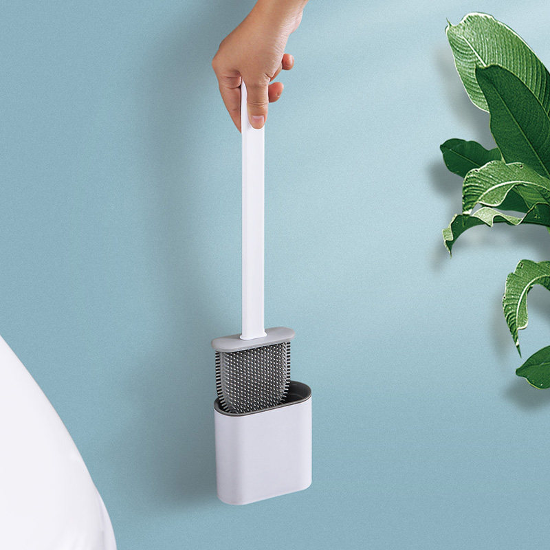 Toilet brush set long handle free punch hanging wall tongue with cover plastic no dead corner household cleaning toilet brush
