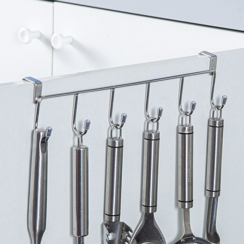 Hook kitchen stainless steel integral cabinet door rear free of punching wall upper hanging rack bedroom containing property clothes kitchenware hook