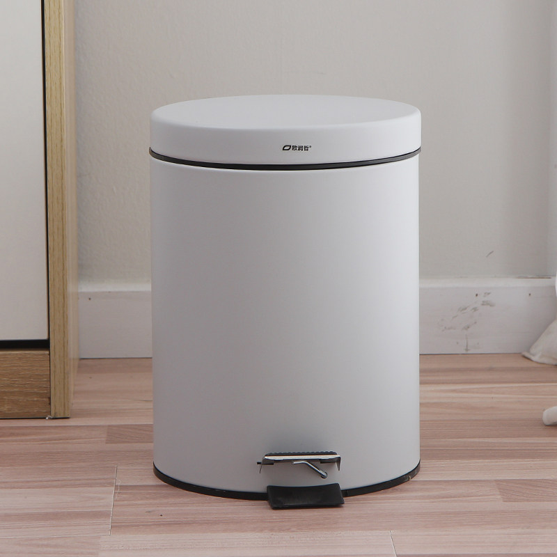 Matte gray trash can foot-operated Nordic creative home powder room kitchen living room bedroom with lid waste paper bucket