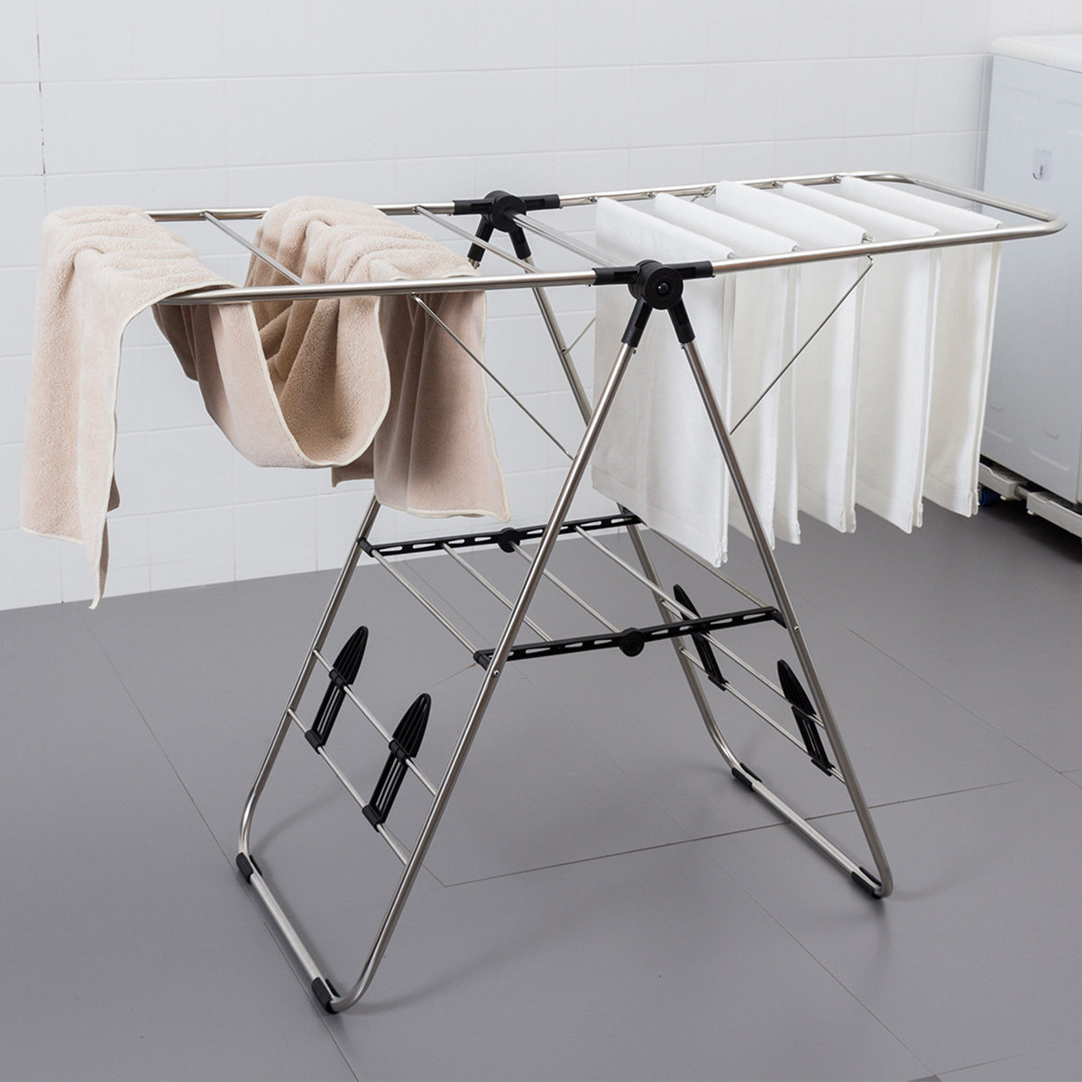 Clothes hanger stainless steel folding home floor type Balcony Aerofoil Indoor outdoor black 5-pipe drying hanger