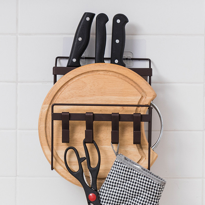 Non-punching kitchen shelve wall-mounted cutter holder case chopping kitchen knife frame multifunctional containing supplies hyphenate