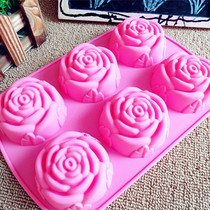 6 with three-dimensional rose silicone cake mold handmade DIY chocolate jelly pudding moon cake mold easy to release