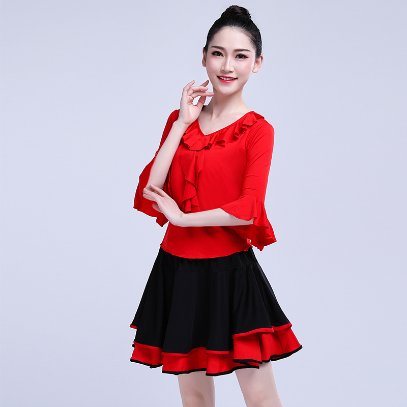 Trung niên Big Red Sữa Silk Summer Thủy thủ Vũ Costume 2019 Quảng trường Vũ Costume New Set nữ