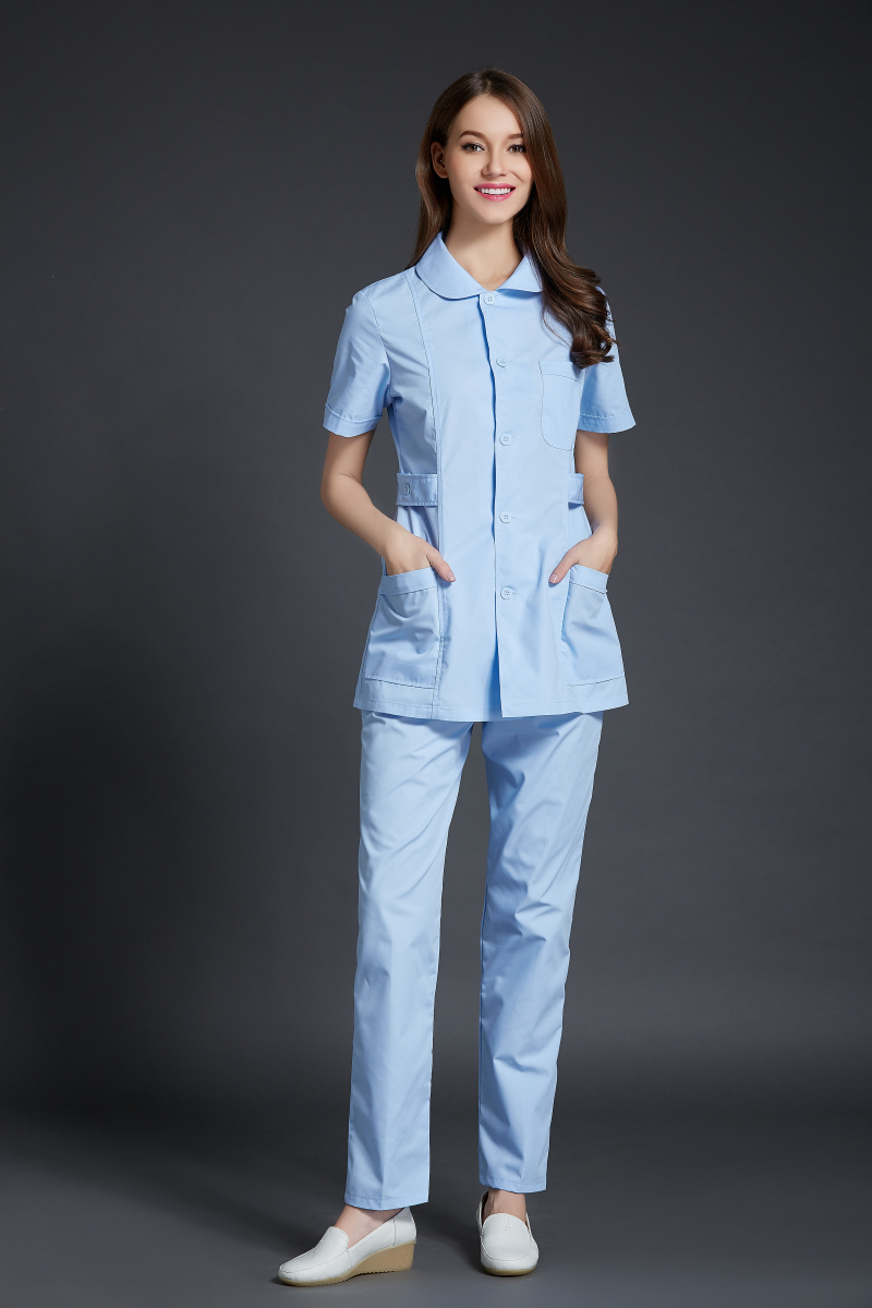 Oral Triple Hospital Dentistry Clinic Female Doctor Nurse Nurse Spring Summer short sleeve turn to collect waist work clothes female nurse's clothes