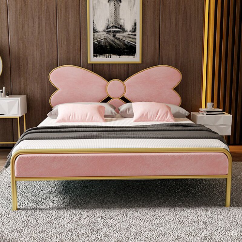 Iron bed modern minimalist princess bed double bed iron bed frame 18m European style bed Nordic style steel frame bed 15m