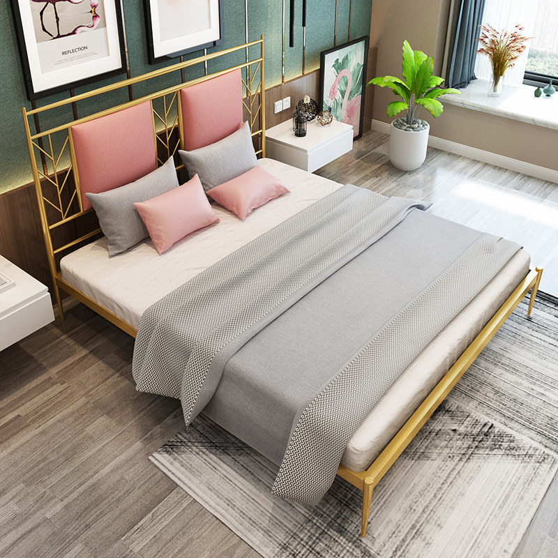 Modern minimal bedroom Princess Iron Bed Bed Euro - style Iron frame double single adult child 1 2 1 5 1 1 8 m