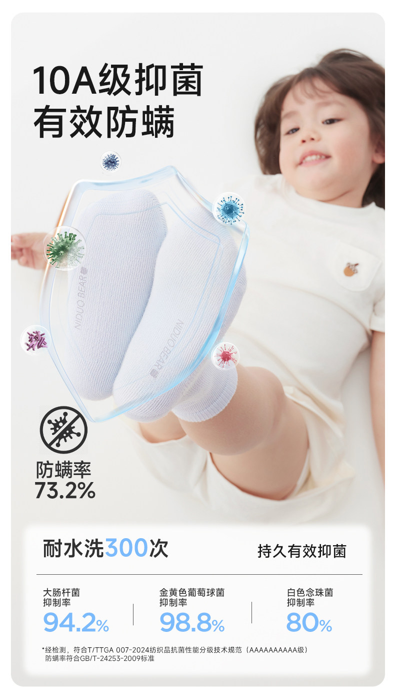 尼多熊婴儿纯棉袜子夏季薄款a类儿童船袜宝宝男童短袜透气女网眼 — 5