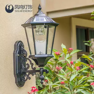 Fengming solar light outdoor European retro led courtyard wall lamp waterproof Villa home balcony exterior wall aisle
