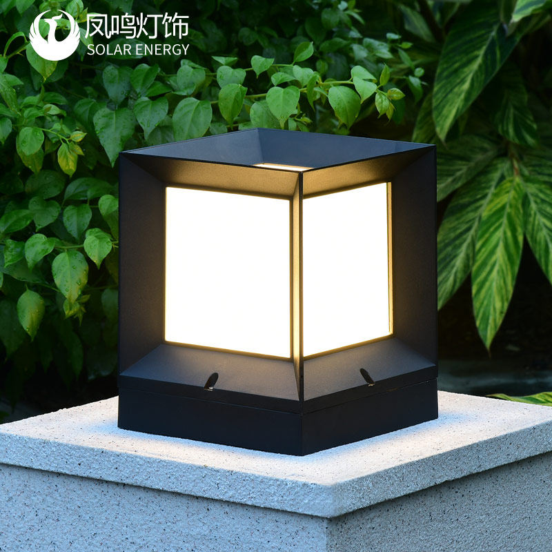 Fengming solar outdoor pillar lamp Courtyard street lamp Wall waterproof wall Simple modern outdoor pillar lamp
