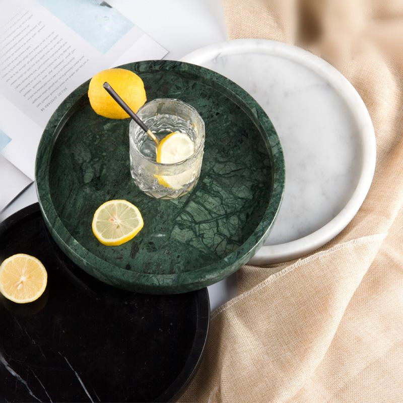 MANIEGOU Nordic marble disc table top Cosmetic storage tray Bathroom round tray Storage tray