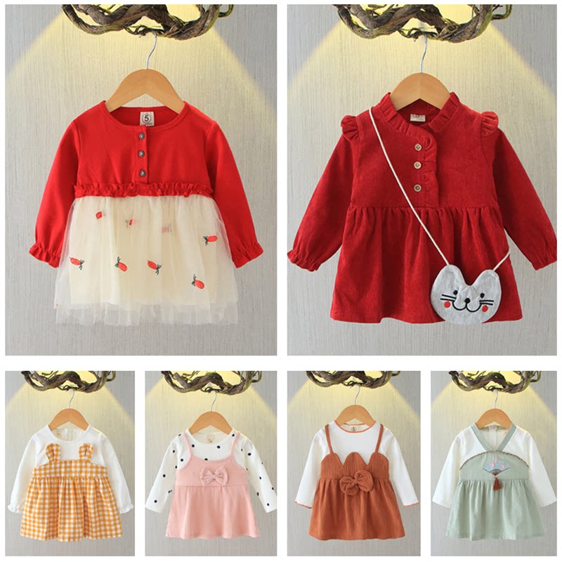 Baby girl autumn dress 1 long-sleeved dress 2022 new girl skirt spring and autumn 3 baby western style princess dress Korean version