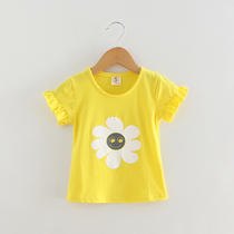 Girl short sleeve T-shirt 2021 Korean version little girl Summer clothing foreign air blouses pure cotton female baby chick with undershirt