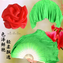 Original silk (Azalea) dance performance Yangge fan matching green gradient red scarf enlarged fan blade