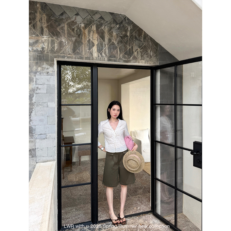 Lwr with U'Erhai Citywalk Versatile Design Straight Wide-Leg Five-Point Pants Loose Casual Shorts for Women
