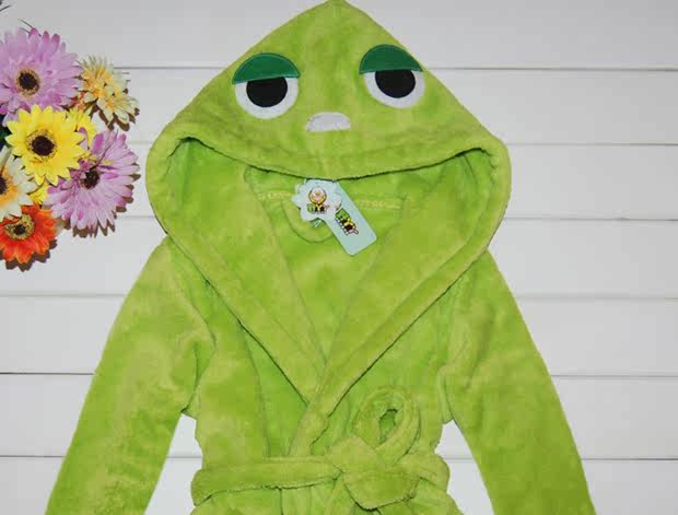 宝宝秋冬装 男大童儿童珊瑚绒加厚睡袍浴袍 男