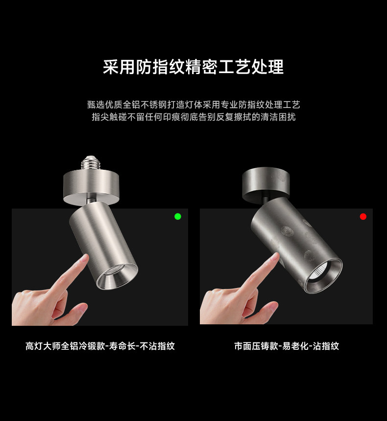 包豪斯射灯e27螺口明装不锈钢工业风led中古银色美标底盒无主灯 图文详情 19