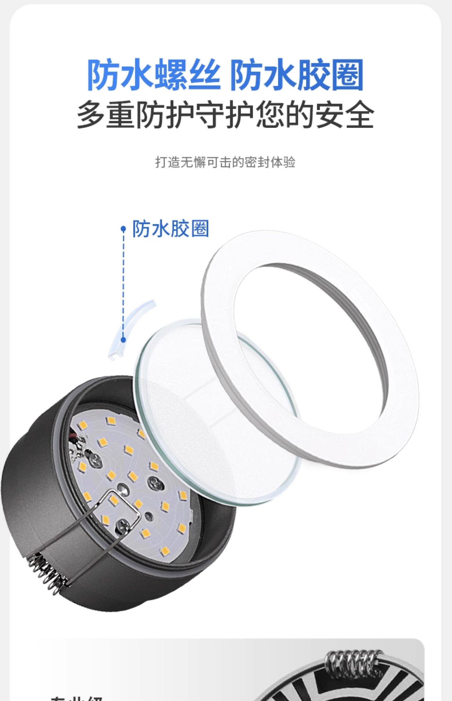 极简宽边防水LED筒灯嵌入式全光谱天花防眩防潮防雾厨卫阳台餐厅 图文详情 12