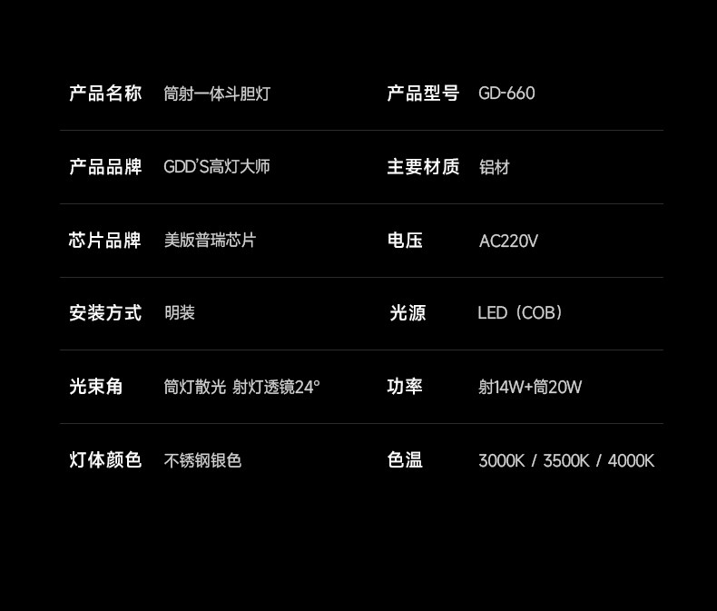 包豪斯明装斗胆灯不锈钢吸顶灯筒射一体双头银色卧室客厅无主灯 图文详情 23