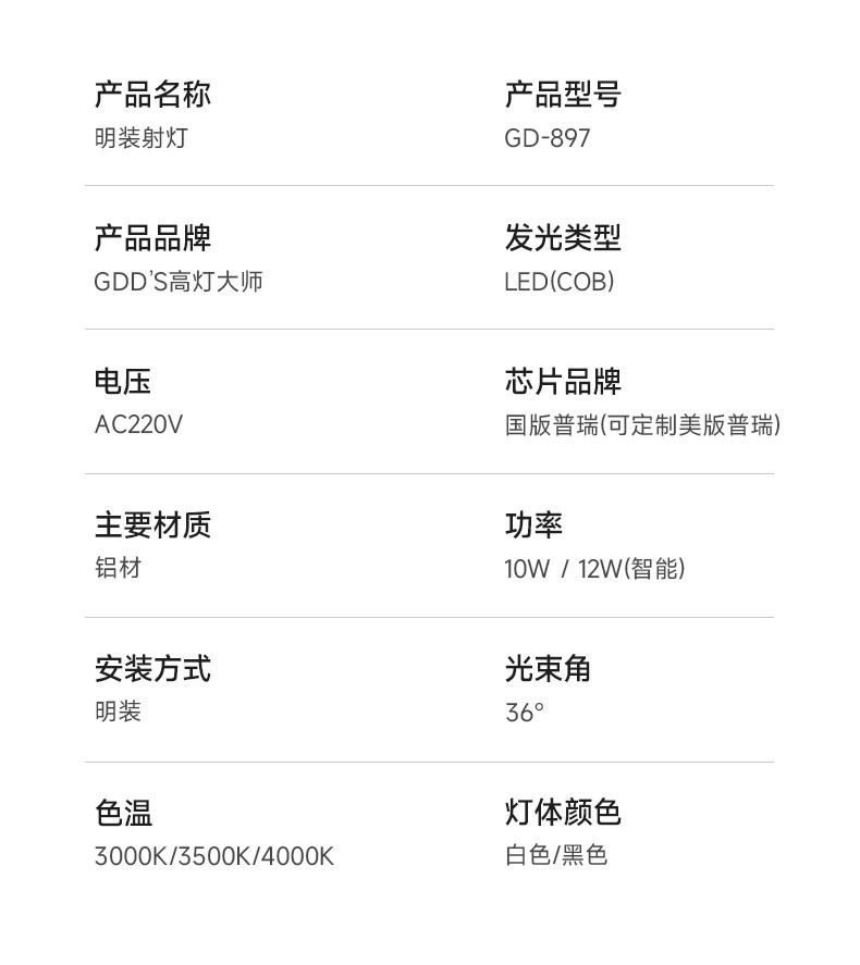 明装led射灯连体双2头防眩吸顶多头家用客厅智能长条免开孔导轨道 图文详情 19