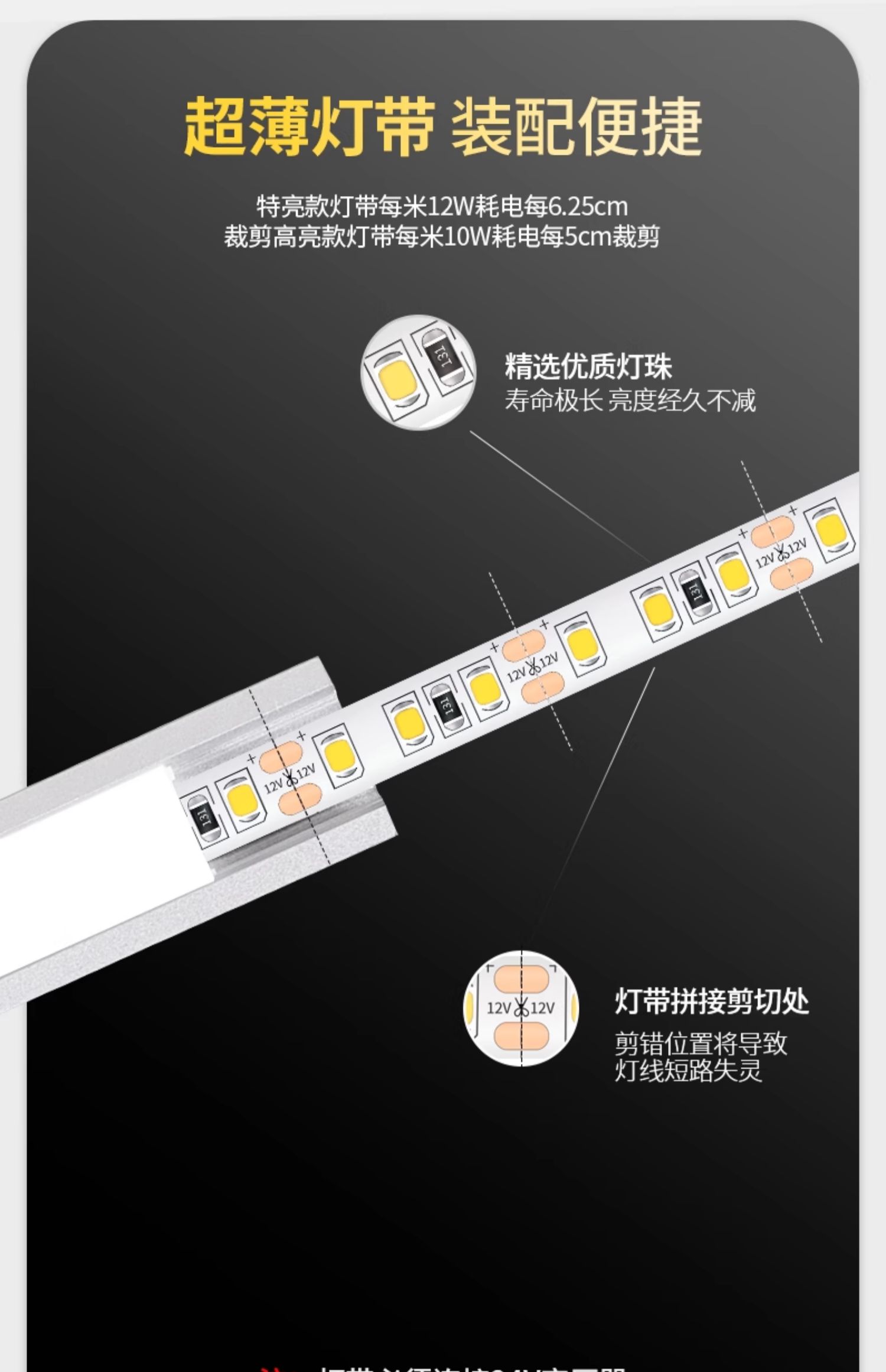 led极简氛围线条灯铝槽嵌入式线性客厅厨房过道吊顶暗装明装全铝 图文详情 5