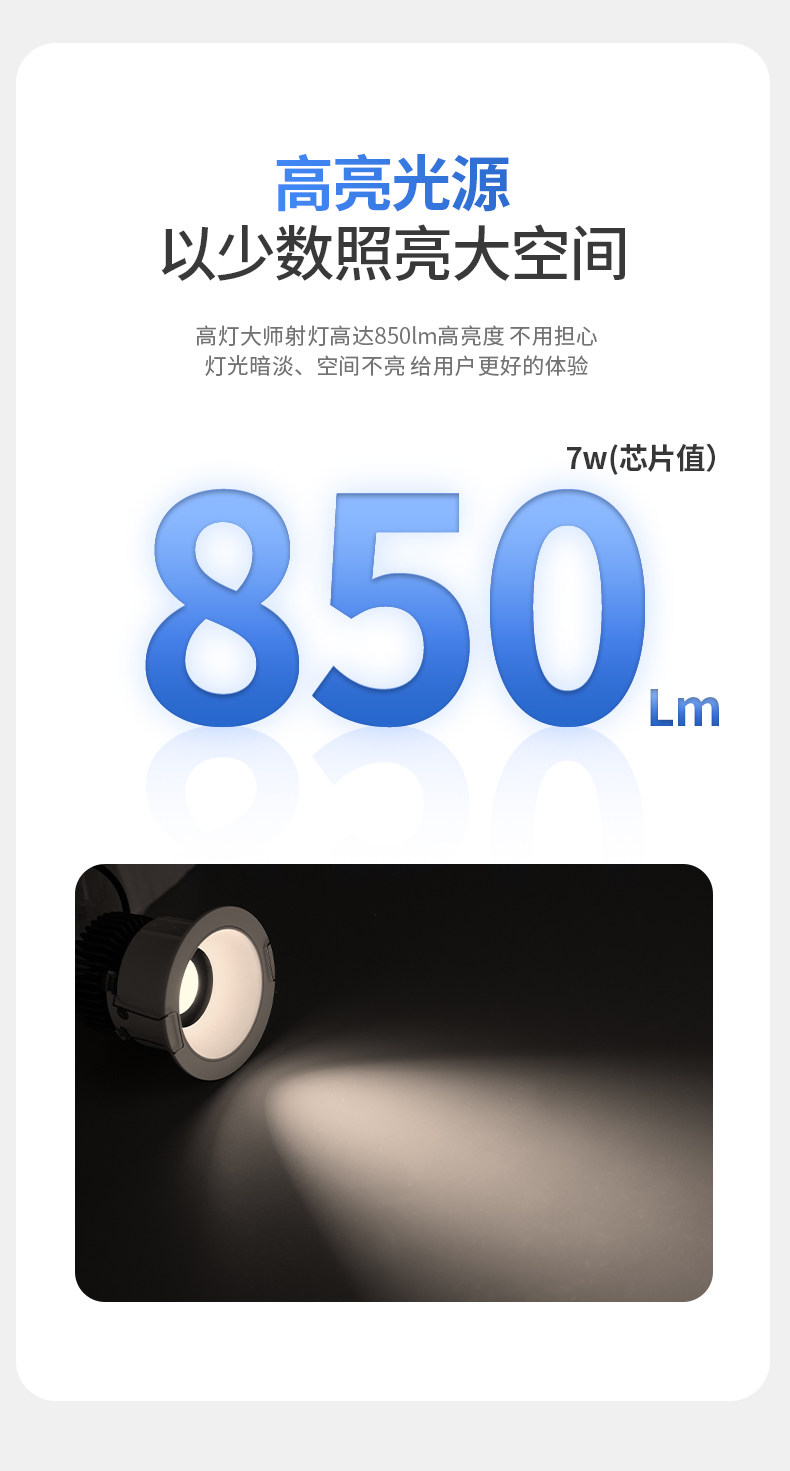 嵌入式防眩射灯80开孔85mm网红小山丘洗墙灯氛围家用客厅全光谱 图文详情 12