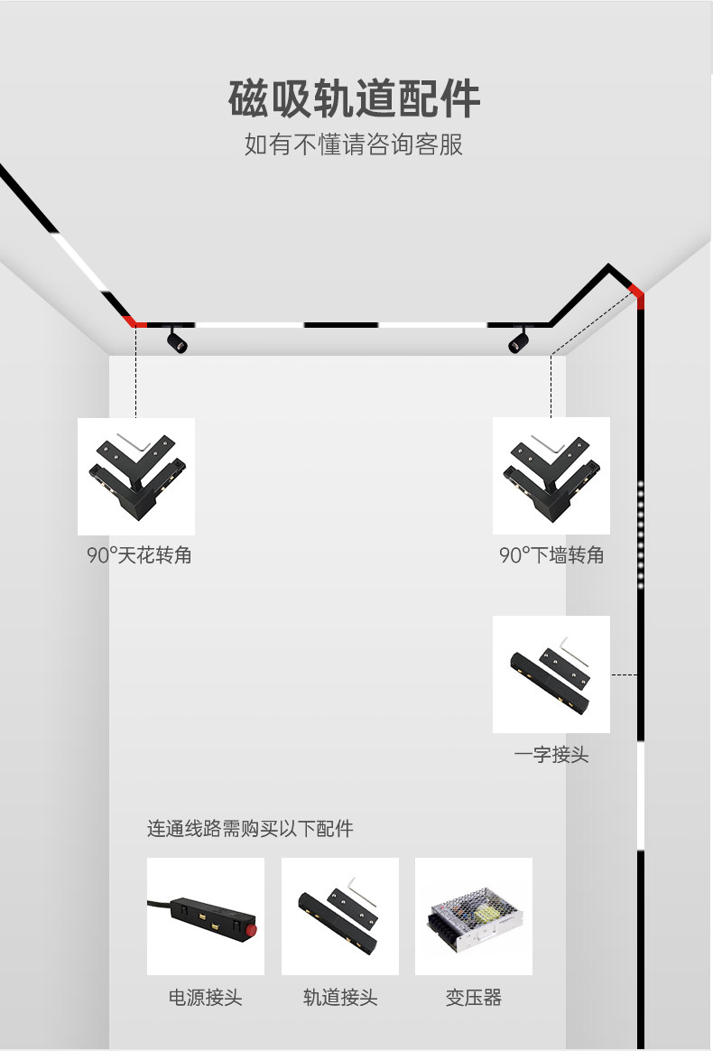 已接入米家APP磁吸轨道灯无边框嵌入式预埋式无主灯客厅照明导轨 图文详情 21