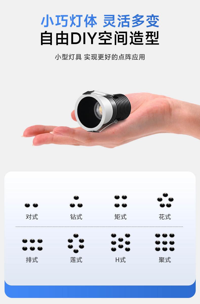GDDS迷你小射灯50开孔35mm嵌入式led家用客厅高显满天星天花牛眼 图文详情 7
