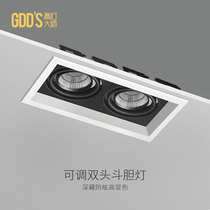 Modern simple double head bucket light led two grille spot light rectangular cob two head downlight bean bile white black