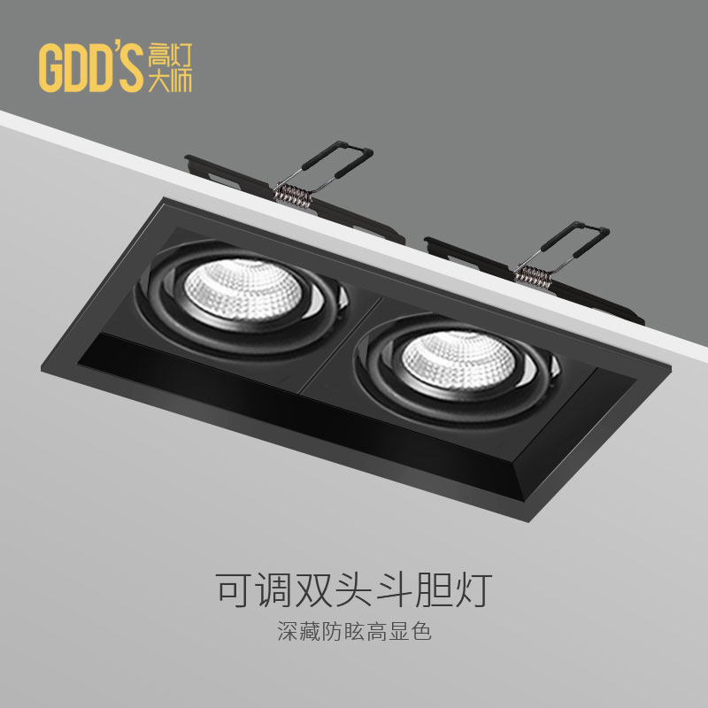 Led double head bucket liner lamp cob double head spotlight cylinder light grid lamp black white bean bile lamp intelligent ceiling lamp suspended ceiling lamp