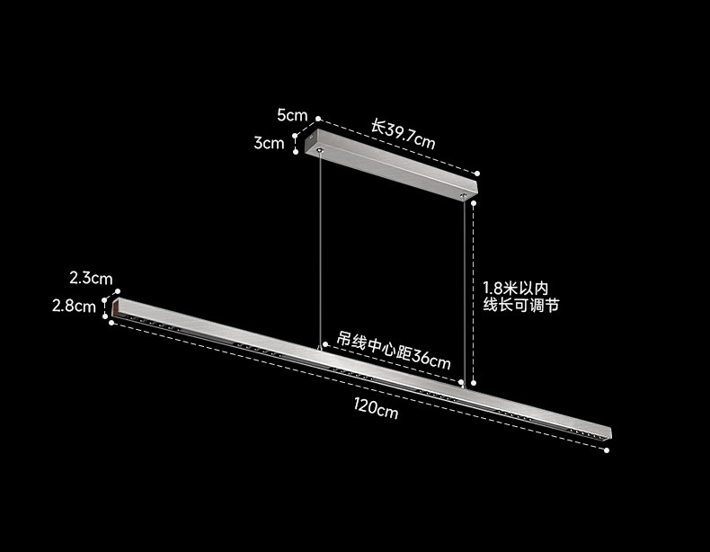 中古包豪斯餐厅吊灯现代简约吧台餐桌灯北欧不锈钢银色一字长条灯 图文详情 18