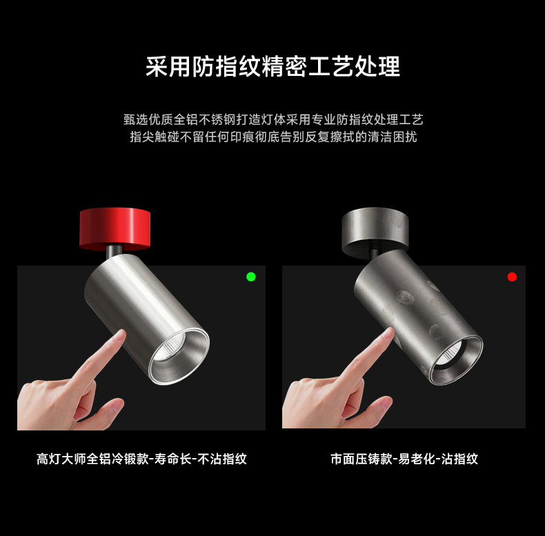 包豪斯明装射灯红色不锈钢孟菲斯客厅工业多巴胺免打孔洗墙无主灯 图文详情 10