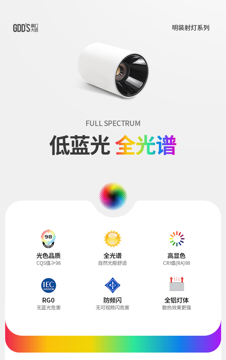 圆形见光不见灯明装深藏防眩射灯具吸顶式家用客厅阳台卧室无主灯 图文详情 4