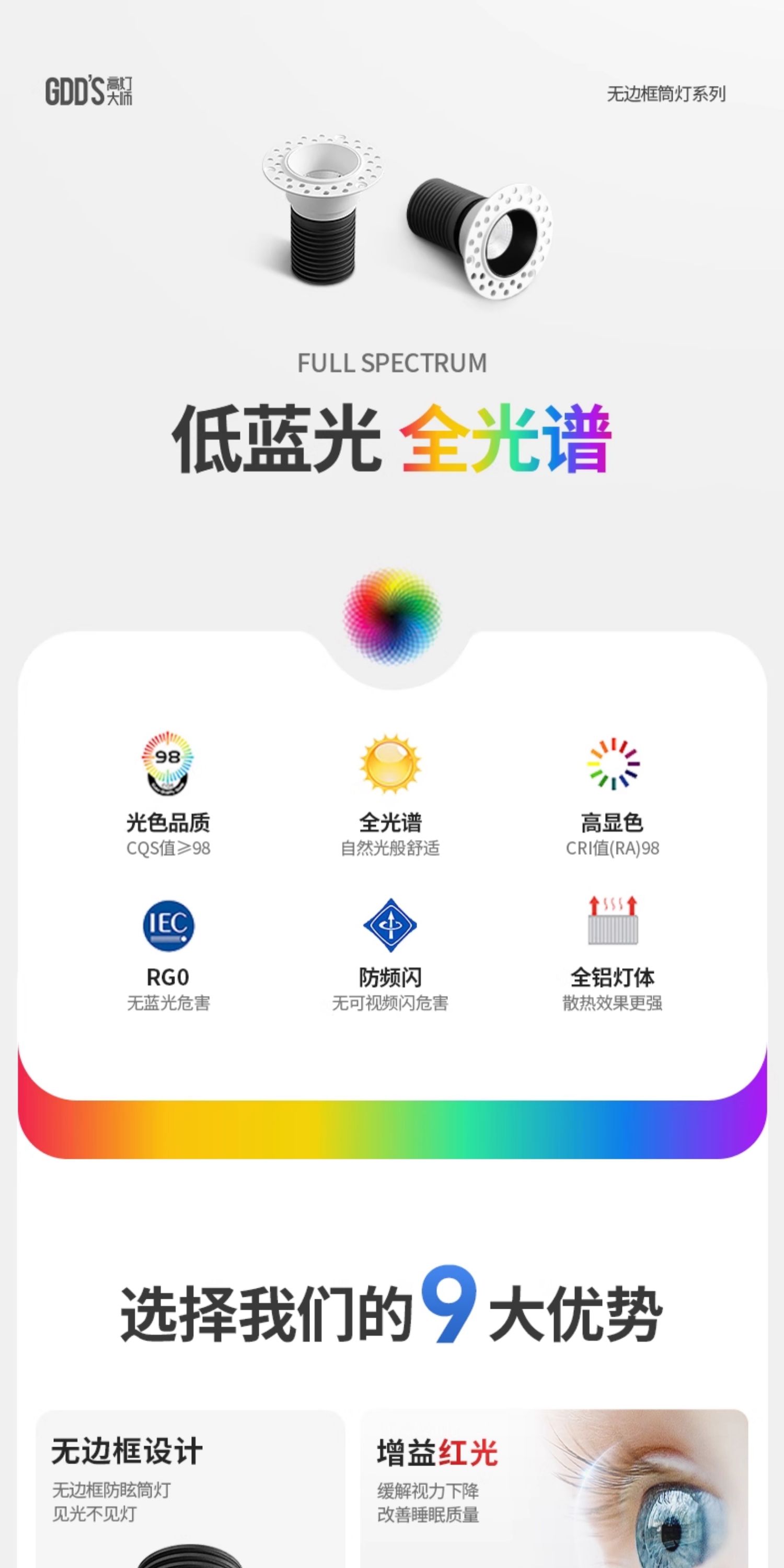 无边框预埋小筒灯嵌入式55开孔隐形led卧室防眩护眼天花无主灯 图文详情 7