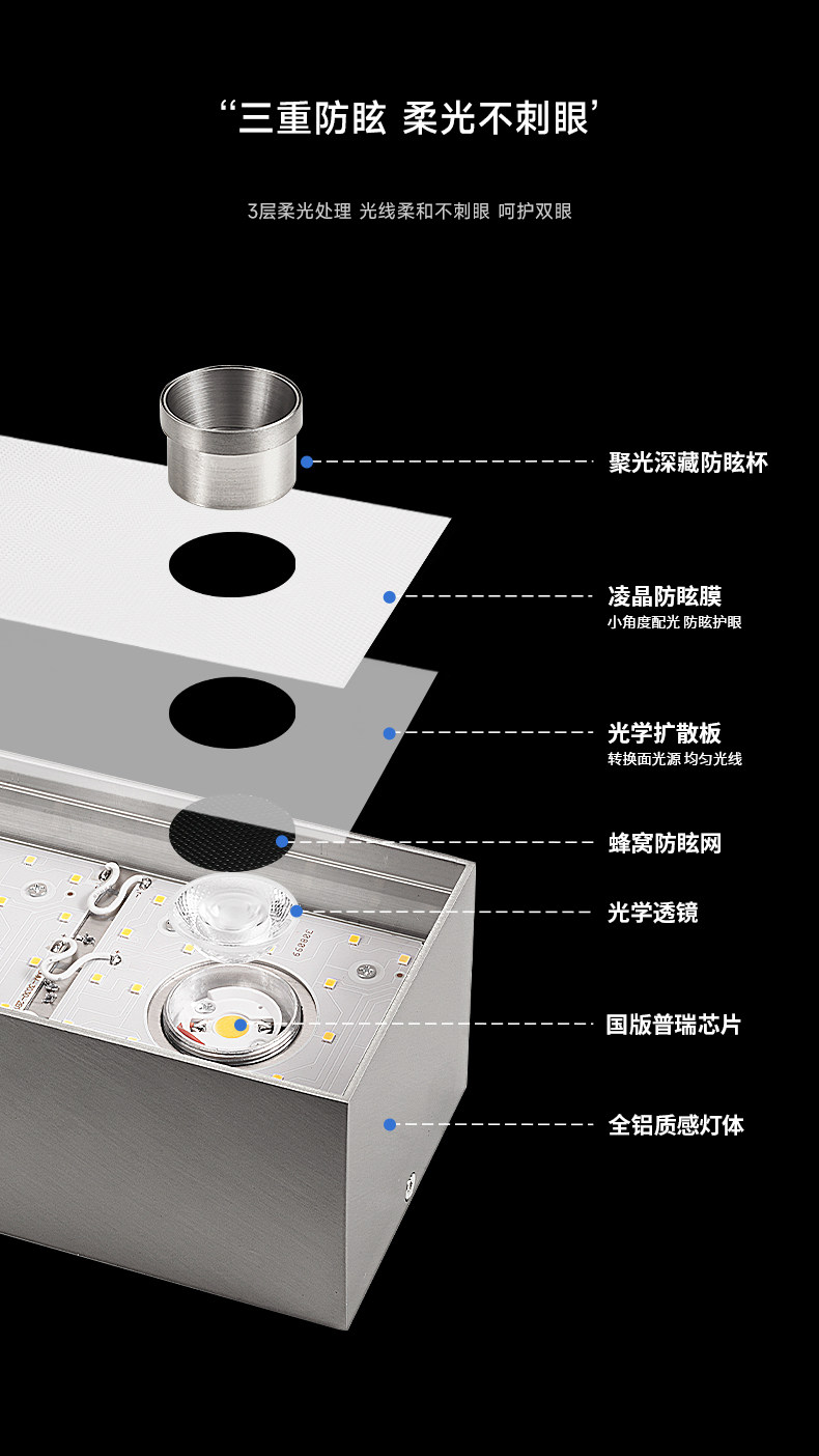 包豪斯明装斗胆灯不锈钢吸顶灯筒射一体双头银色卧室客厅无主灯 图文详情 10
