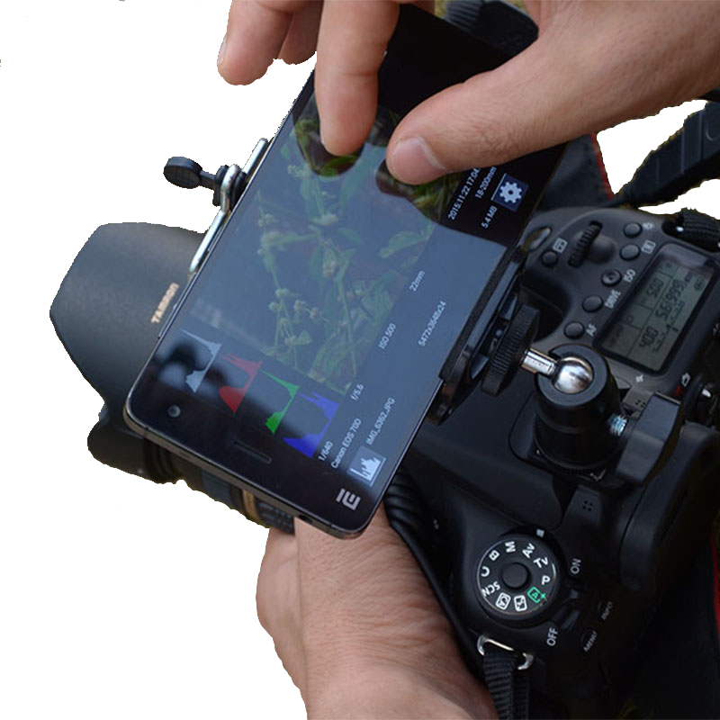 Suitable for mobile phone universal gimbal 1 4 screw hot shoe connection single eye rotating mobile phone clip