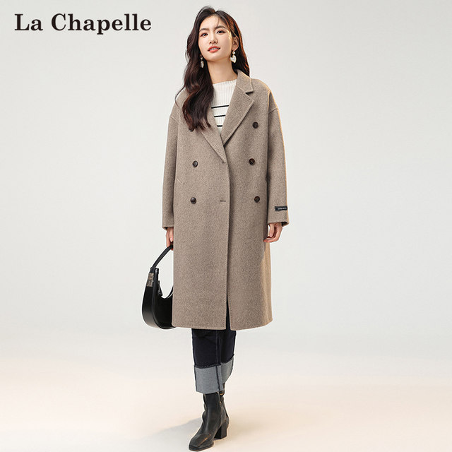 La Chapelle Wool Coat Women's 2024 Spring New Hepburn Style Over-the-Knee Versatile Retro Wool Coat