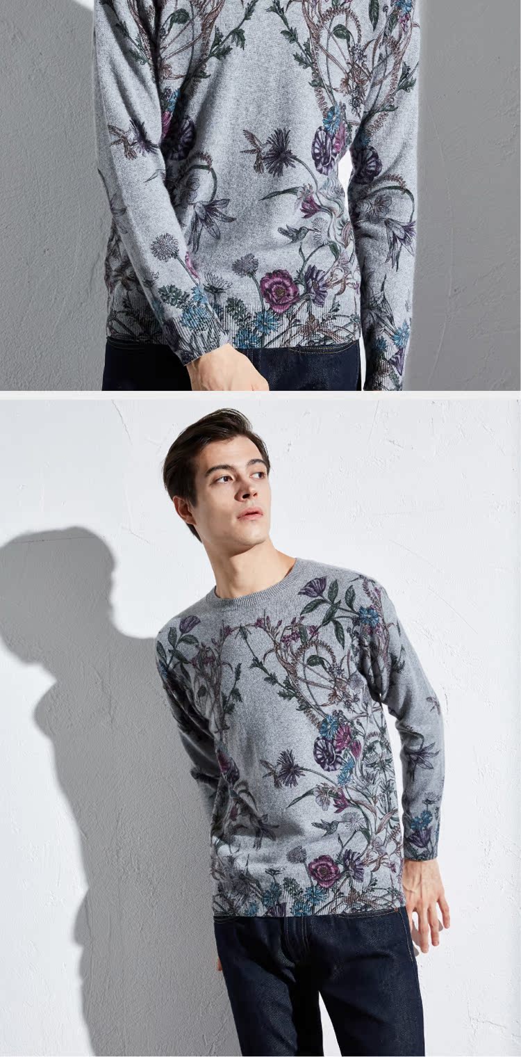 Áo len cashmere nam cổ tròn mùa thu và đông mới áo phao nam hàng hiệu