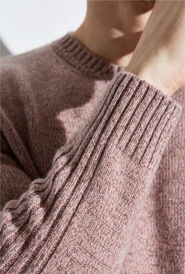Áo len cashmere nam cổ tròn dày 100% cashmere nguyên chất mùa đông mới màu rắn áo len thanh niên áo len nam - Áo len Cashmere shop áo thun nam