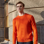 MR mùa thu và mùa đông tinh khiết cashmere áo len nam cổ tròn cộng với nhung len dày đan đáy áo để giữ ấm áo len Hàn Quốc triều