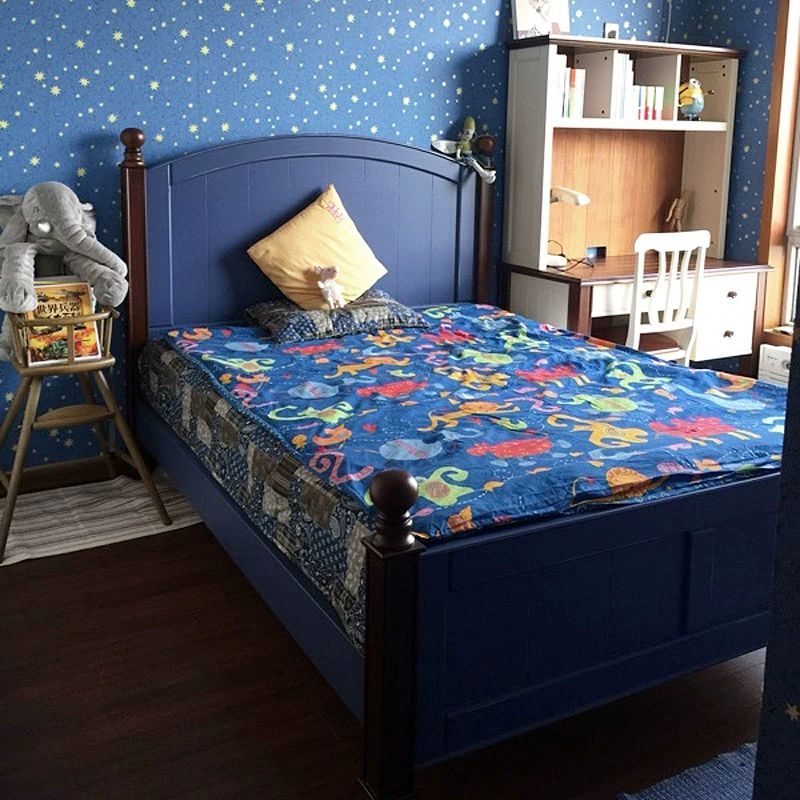 Huizhong Home Old Country California Phong cách Mỹ Địa Trung Hải Gỗ rắn Trẻ em Giường gỗ sồi 217 - Giường