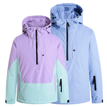 New ski suit for men and women single and double board windproof waterproof and warm couple color matching hoodie ski jacket and ski pants