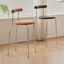 Nordic Bar Bench Home Backrest High Footstool Bar Bench Bar Chair Cream Wind Bar Chair Front Desk High Chair Bar Stool