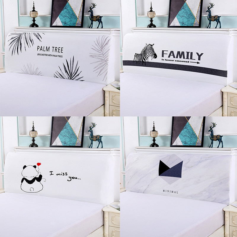 Black and white lattice wooden bed hood cover full soft bag universal multi-function 1 M 5 removable and washable elastic old-fashioned curved ins Wind