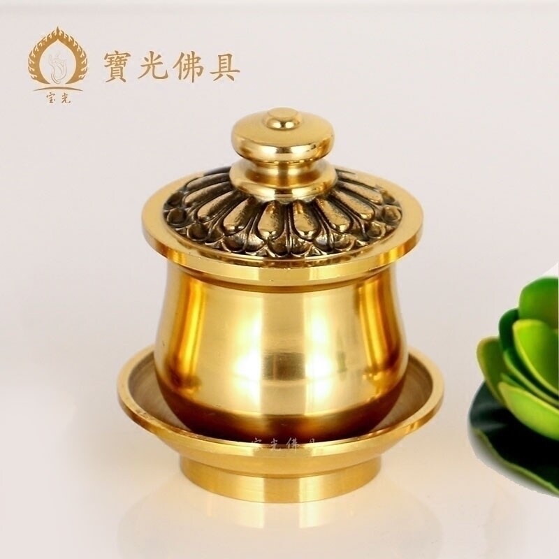 Round pass Buddha with Buddha's water glass full bronze Buddha supply cup dedicated to Guanyin Holy water glass Bronze Cup Lotus Flower Net Water Cup Tribute Cup