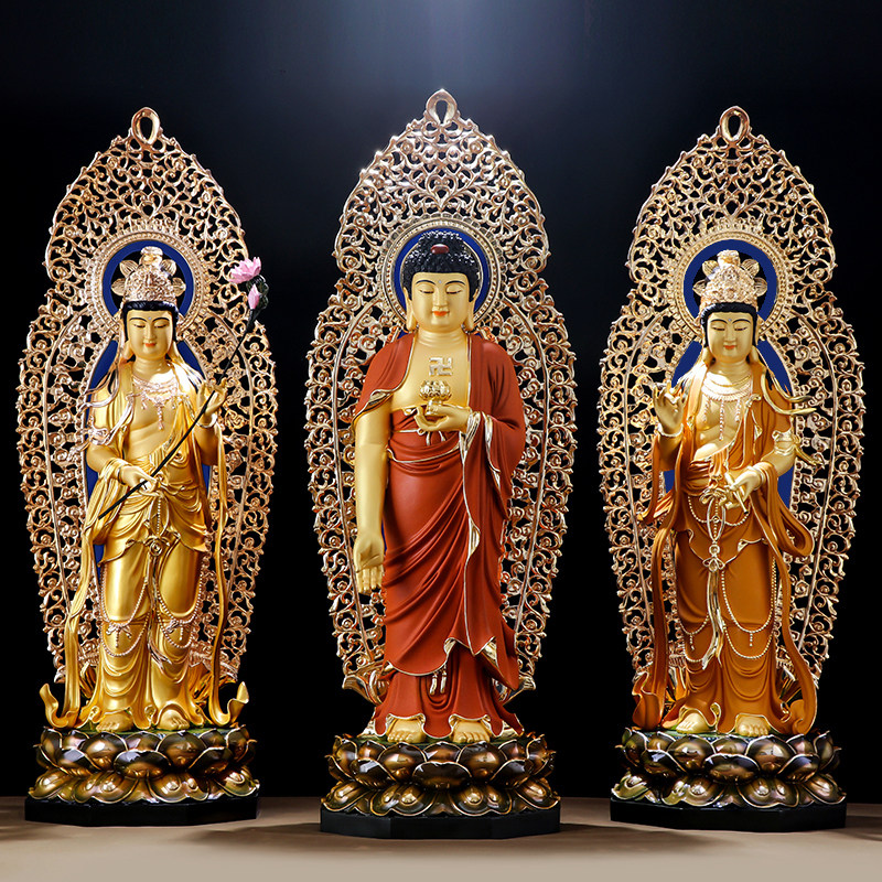 Taiwan copper carvings Western Saint Buddha statue of pure copper - gilded Amita Buddha's viewing bodhisattva trend