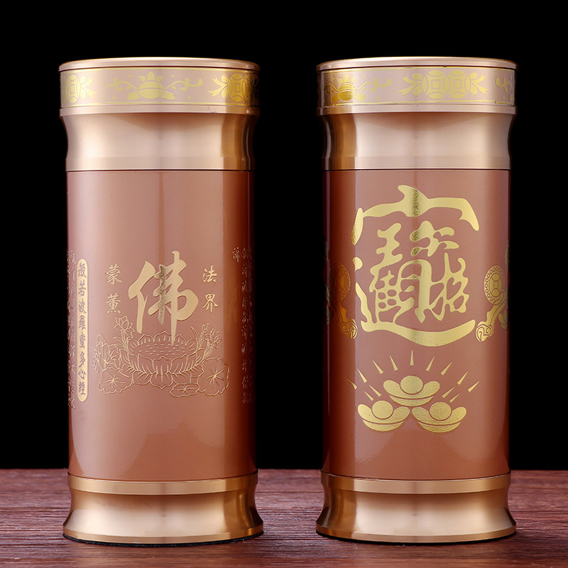 Round pass Buddha pure bronze Buddha character incense cylinder for the fragrant barrels of the Buddha's incense sticks of the incense sticks of the incense sticks of the incense sticks of the incense cylinder Buddha Tong